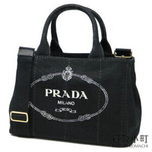 PRADA Canapa Tote Bag Silkscreen Black Triangle Logo Shoulder ZKI